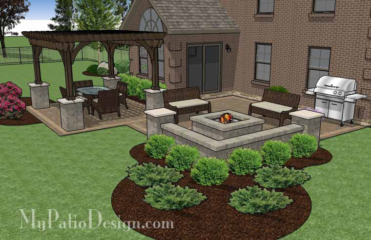 Fun Family Patio Design with Pergola | Download Plan .