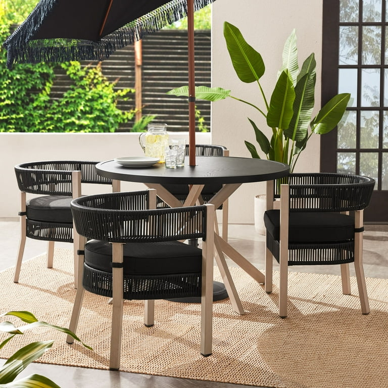 Better Homes & Gardens Tarren 5-Piece Outdoor Dining Set, Black .