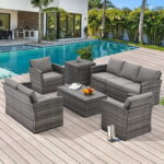 AECOJOY 7 Pieces Outdoor Furniture Set with Two Storage Boxes .