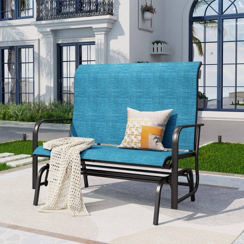 2-seat Patio Glider With Steel Frame - Blue - Captiva Designs : Targ