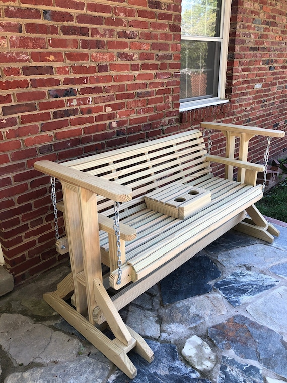 Pressure Treated Porch Glider Swing, Solid Wood Patio Glider .