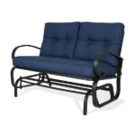 ULAX FURNITURE Patio 2-Person Metal Outdoor Glider Rocking Bench .