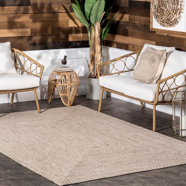 nuLOOM Lefebvre Casual Braided Tan 8 ft. x 10 ft. Indoor/Outdoor .