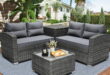 Rattan Patio Sofa Set, 4 Pieces Outdoor Sectional Furniture, All .