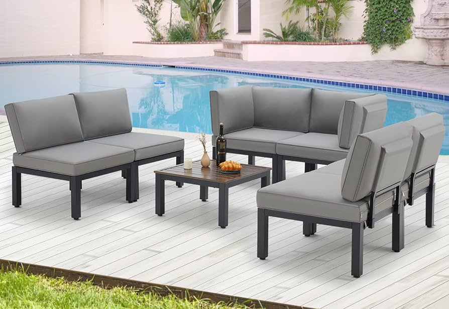 Amazon.com: AECOJOY Outdoor Patio Furniture Set, Metal Patio .