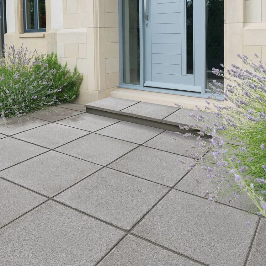 BRADSTONE TEXTURED DARK GREY PATIO PAVING SLABS 600x600X35mm CODE .