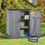 5.3' x 4.6' Outdoor Storage Shed, SYNGAR Wood Vertical Storage .