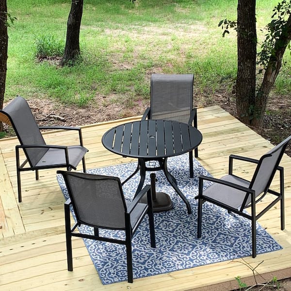 Cisvio 5-Pieces Outdoor Dining Set Patio Furniture 38 in. Round .