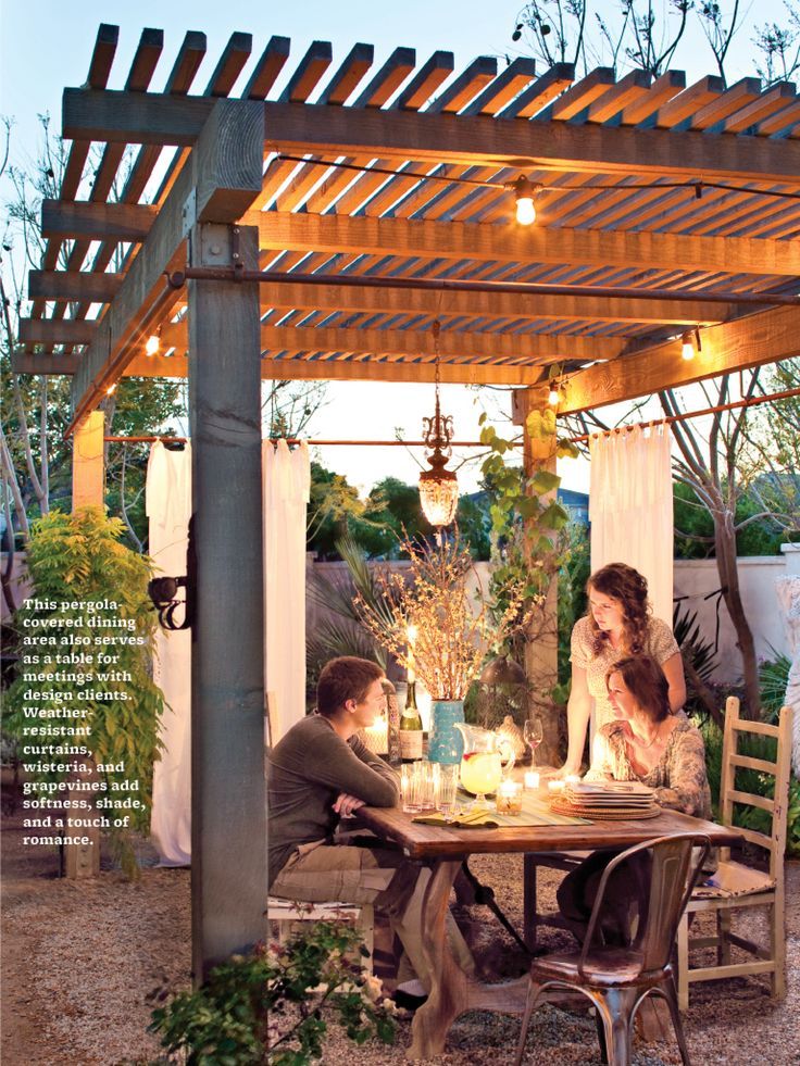 Cozy Outdoor Dining Area under a Pergo