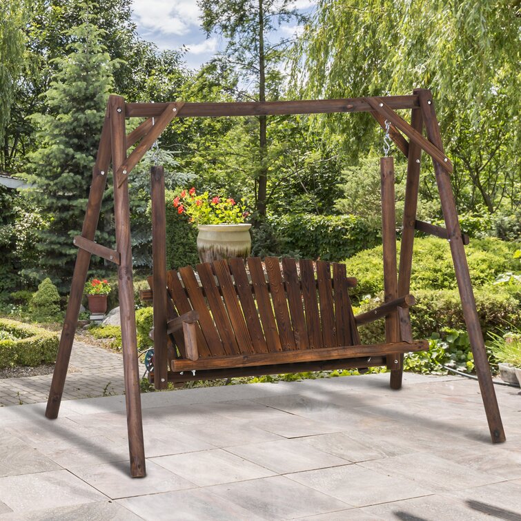 Millwood Pines Minka 2 Person Solid Wood Porch Swing & Reviews .