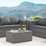 Paloma Sofa Rattan Garden Set with Storage Tables - Grey | Home Deta