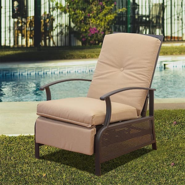 Clihome Metal Outdoor Adjustable Frame Reclining Patio Chairs with .