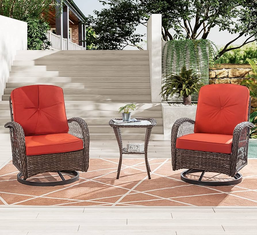 Amazon.com: IMUsee Patio Furniture Set, 3 Pieces Swivel Rocking .