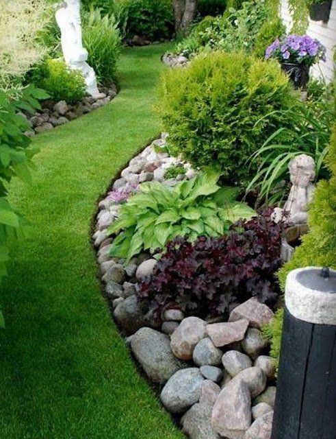 Landscaping with River Rock & Dry River Rock Garden Ide