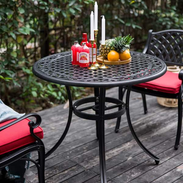 Nuu Garden 36 Inch Outdoor Round Patio Aluminum Bistro Table with .