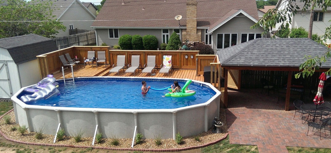 Pool Decking Above Ground Pool & Backyard Poo