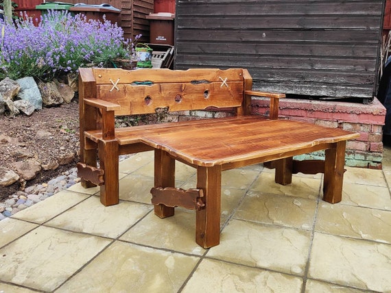 Rustic Garden Bench and Coffee Table Chunky Rustic Furniture Set .