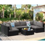 Runesay 7-Piece PE Rattan Wicker Outdoor Sectional Patio Furniture .