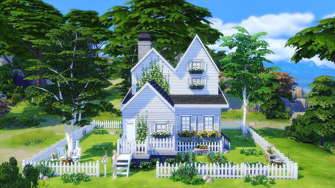 I made this tiny little home with a garden. Building in Sims 4 .