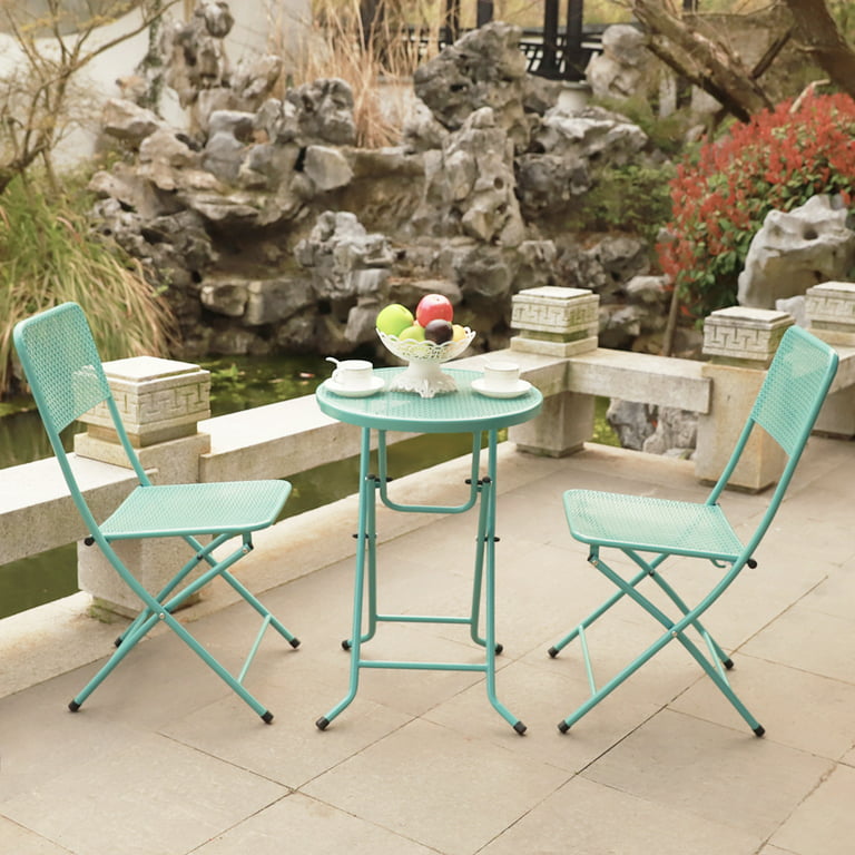 3 Piece Patio Set, Premium Steel Patio Bistro Set with Small Patio .