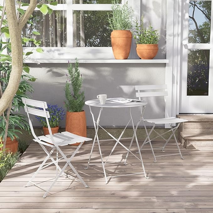 Grand Patio Metal 3-Piece Folding Bistro Table and Chairs Set .