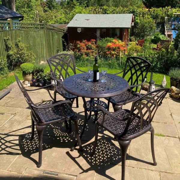 Anna Small Patio Table Set & 4 Chairs - Bronze | Lazy Sus