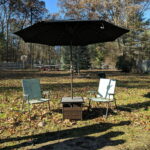 Patio Table with Umbrella Hole Small Outdoor Side Table All-Wather .