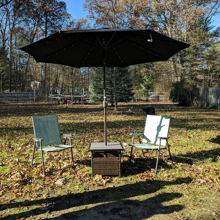 Patio Table with Umbrella Hole Small Outdoor Side Table All-Wather .