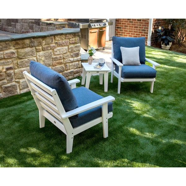 POLYWOOD Grant Park White 3-Piece Plastic Small Patio Furniture .