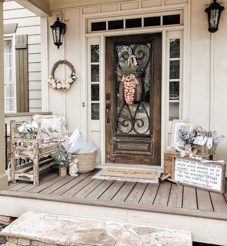 FRONT PORCH DECORATING IDEAS WITH SPRING IN THE AIR | Front porch .