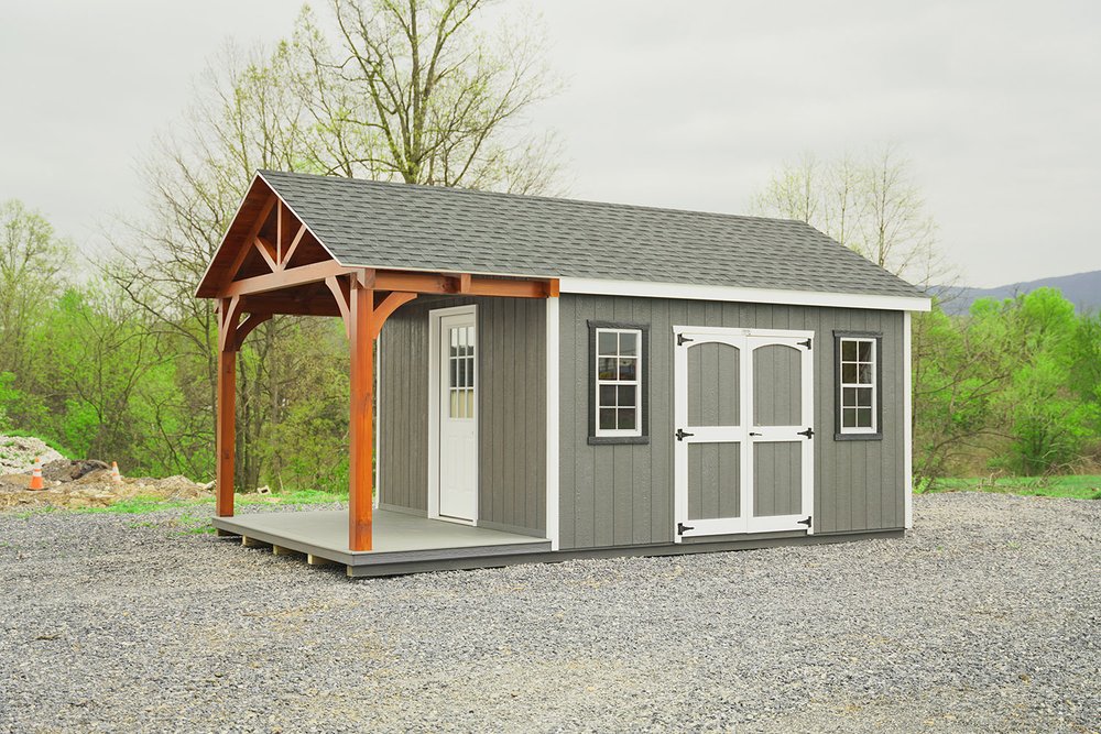 12x20 Elite A-Frame Storage Shed with Timber Frame Porch .