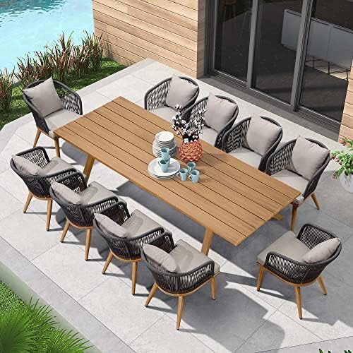 Amazon.com: PURPLE LEAF 11 Pieces Patio Dining Set Wicker Outdoor .