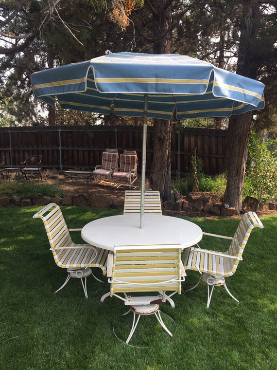 Vintage Homecrest Dining Set, 4 Patio Swivel Arm Chairs With Metal .