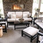 New Black and White Outdoor Patio Furniture With Stone Firepla