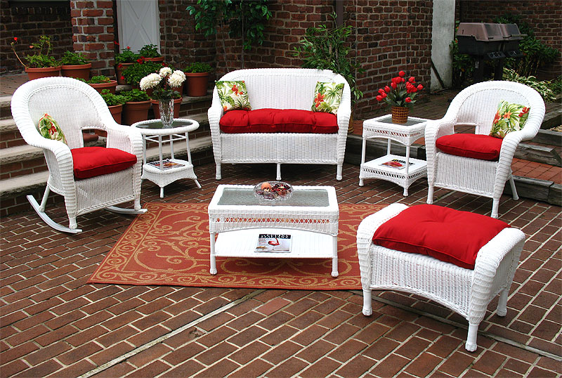 White Malibu Outdoor Wicker Patio Furnitu