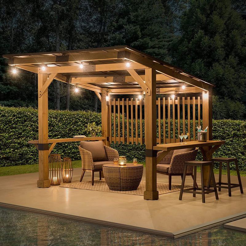 Sunjoy Outdoor Patio 10x11 Black Wooden Frame Grill Gazebo .