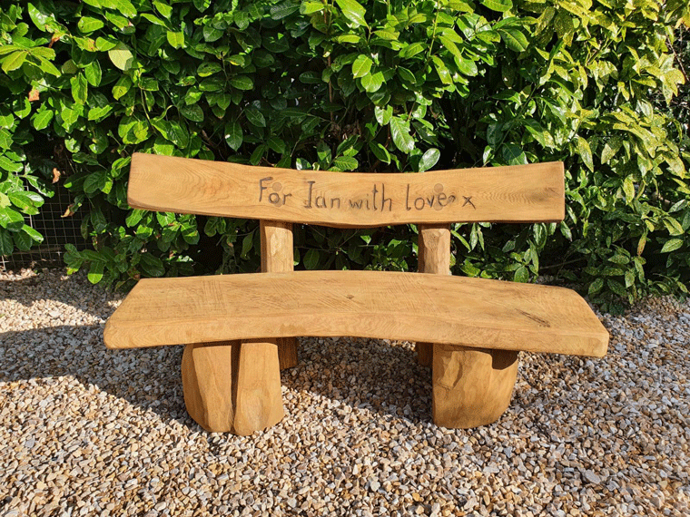 Banana oak garden bench for the patio, front of the house, solid .