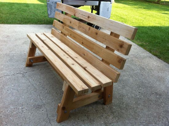 Wooden Bench on Cement Sl