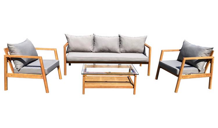 Buy Habitat Hanson 5 Seater Wooden Garden Sofa Set - Grey .