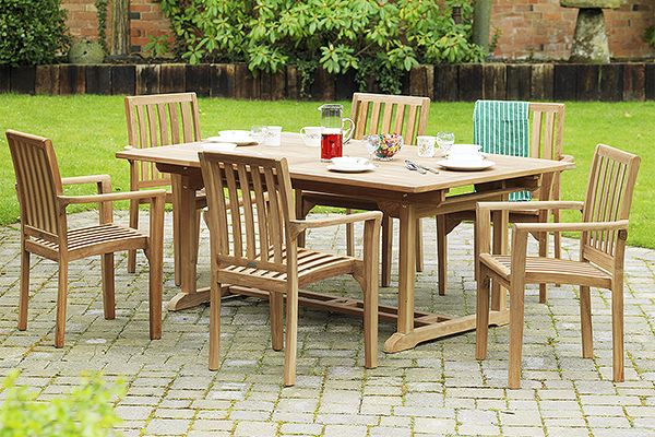 Teak Outdoor Extending Dining Table Set | 6 Seater | Sloane & So