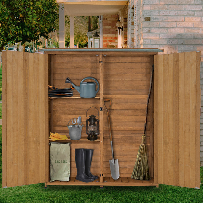 Mcombo Outdoor Storage Cabinet, Wood Garden Shed, Outside Tool .