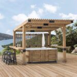 Sunjoy Outdoor Patio Grill Gazebo 10 ft. x 11 ft. Wooden Frame Hot .