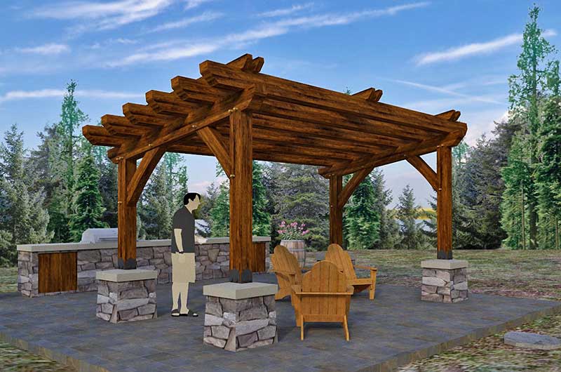 Timber Pergola 16 x 8 - Woodhouse The Timber Frame Compa